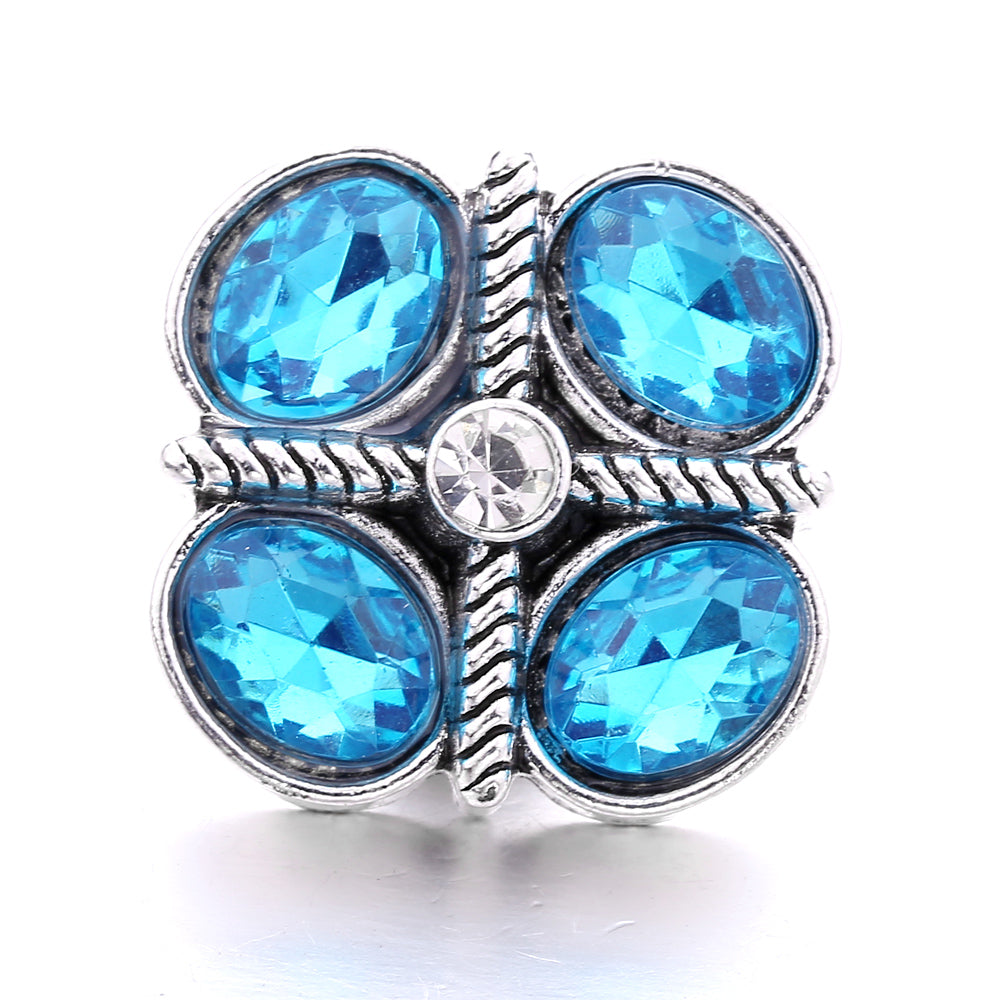 18mm Sea Life Rhinestone Snap Charm | Interchangeable Blue Crystal Charm