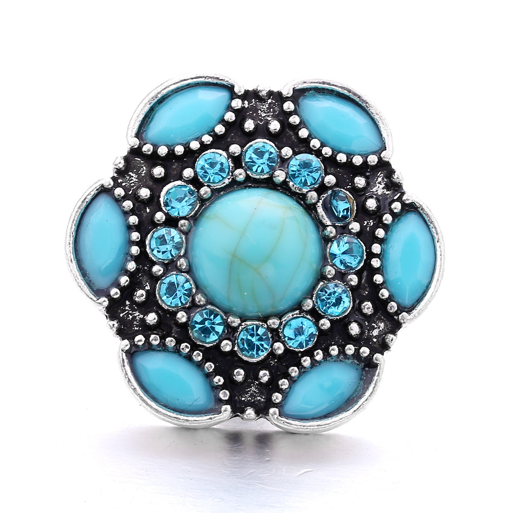 18mm Sea Life Rhinestone Snap Charm | Interchangeable Blue Crystal Charm