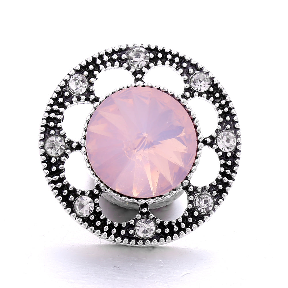18mm Pink Rhinestone Snap Charms Collection | Floral Crystal Interchangeable Charms