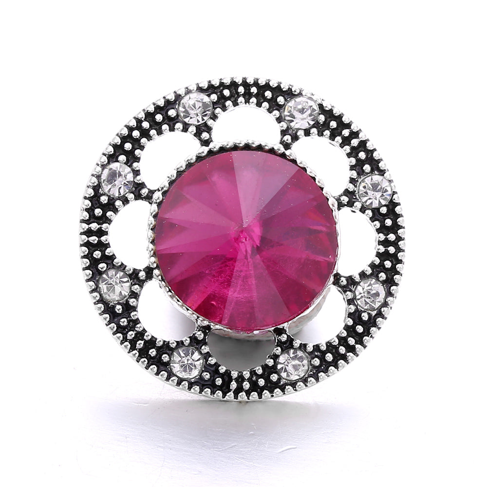 18mm Pink Crystal Snap Charm | Replaceable Rhinestone Charm Collection