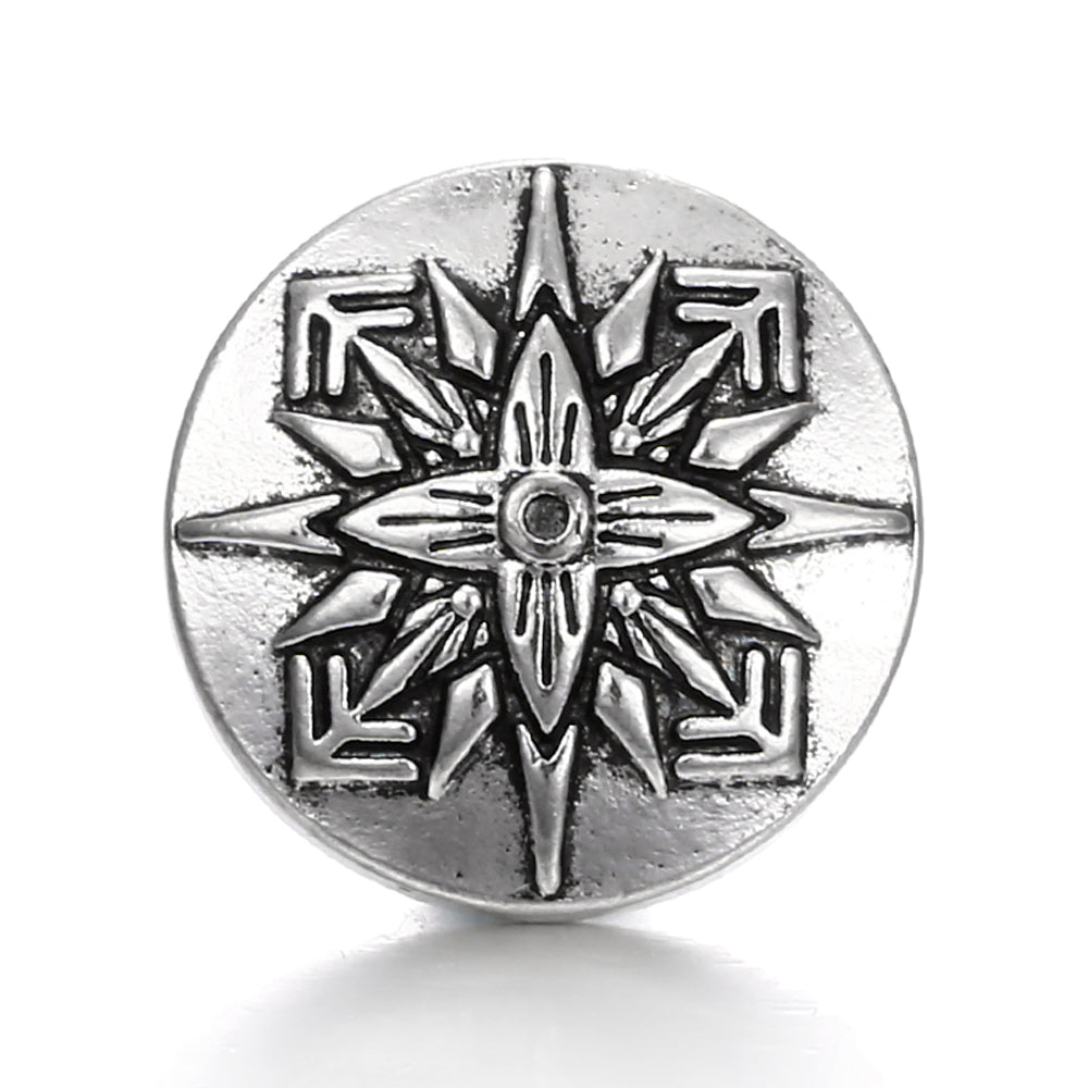 Vintage Antique Silver Snap Charms 18mm Multi‑Design Interchangeable Snap Buttons