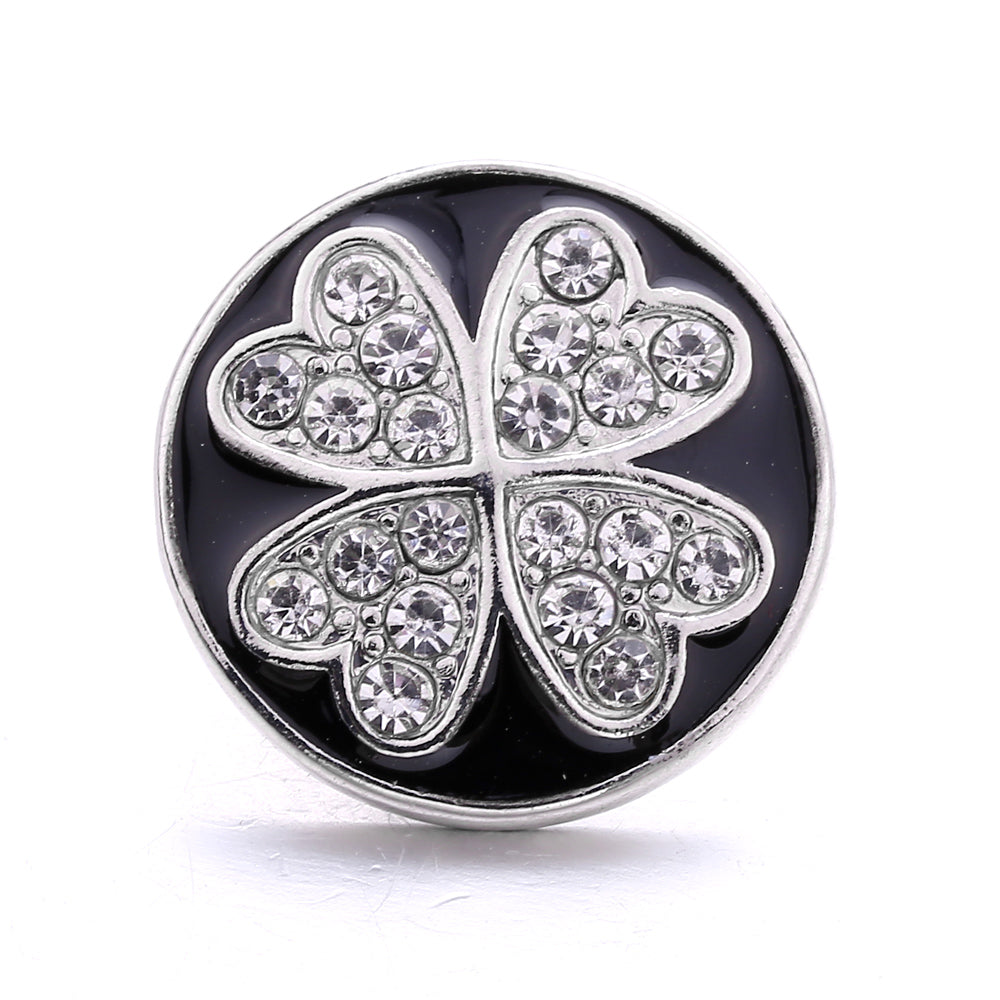 Black Rhinestone Snap Charms for DIY Jewelry
