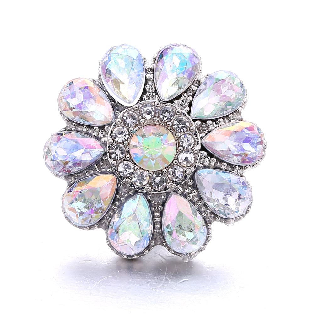 18mm Snap Button Interchangeable Charms Shifting Color Shiny Rhinestone Zinc Alloy Charms