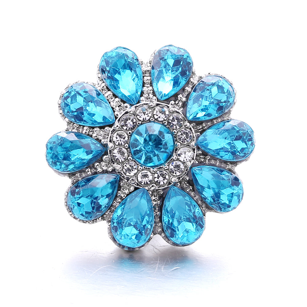 18mm Sea Life Rhinestone Snap Charm | Interchangeable Blue Crystal Charm