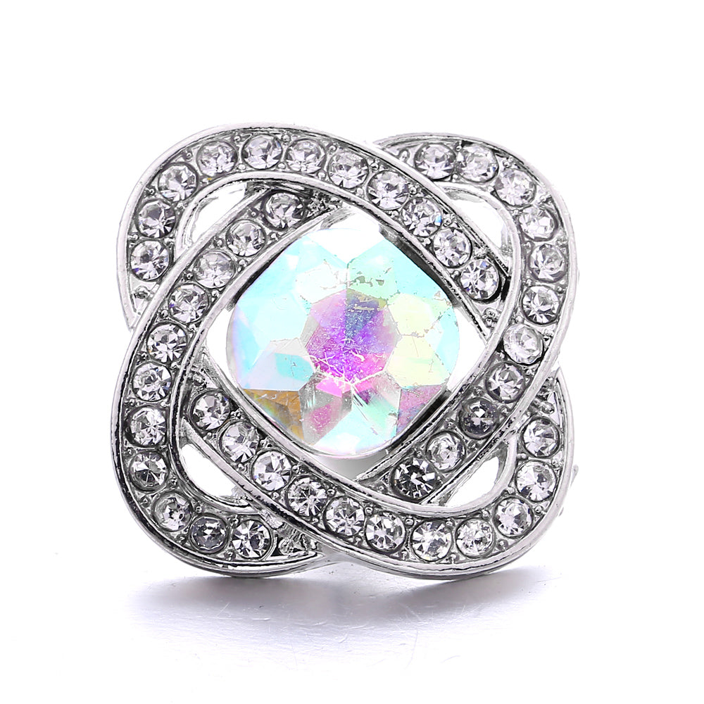 18mm Snap Button Interchangeable Charms Shifting Color Shiny Rhinestone Zinc Alloy Charms