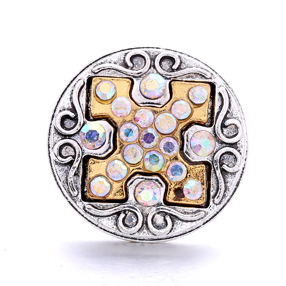 18mm Snap Button Interchangeable Charms Shifting Color Shiny Rhinestone Zinc Alloy Charms
