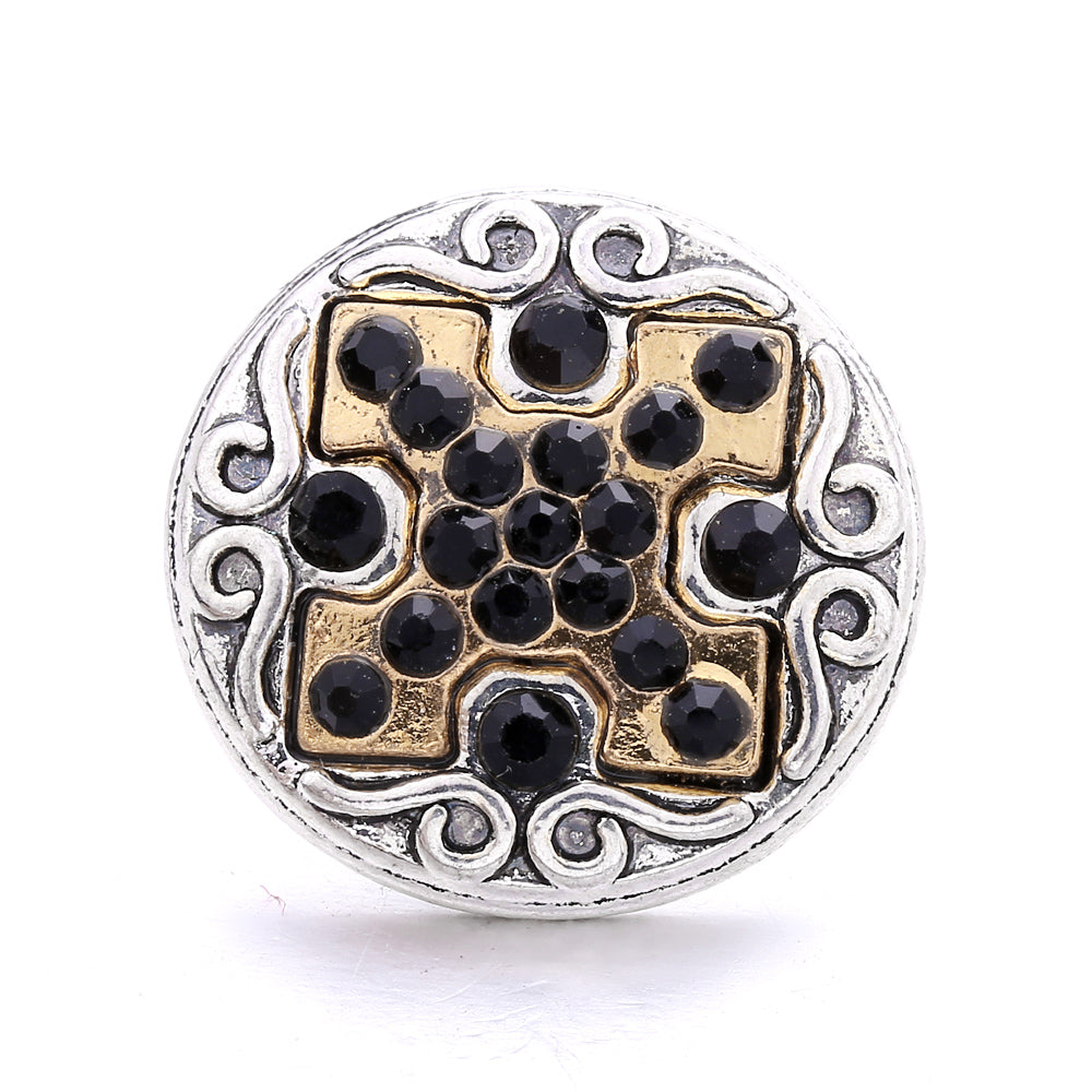 Black Rhinestone Snap Charms for DIY Jewelry