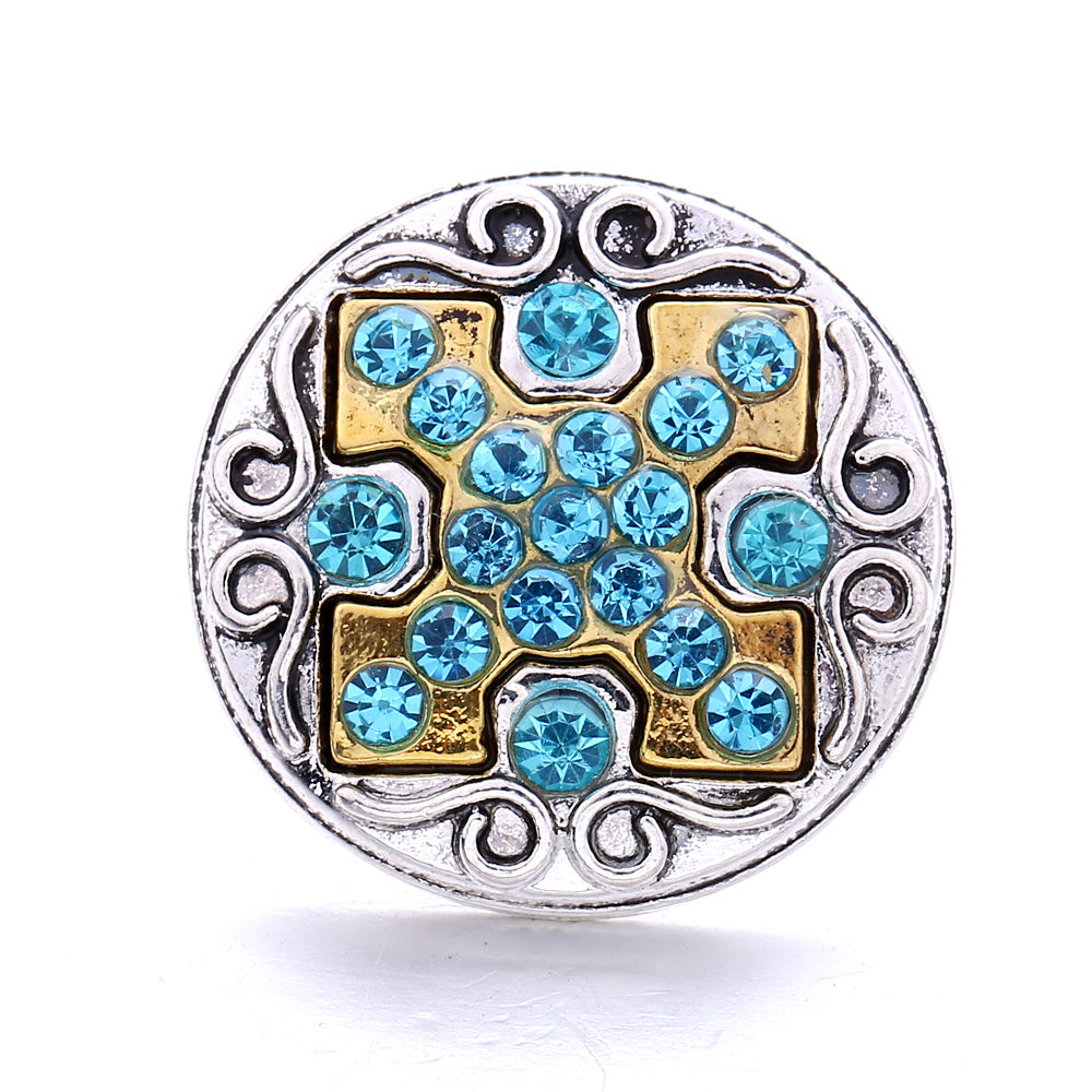 18mm Sea Life Rhinestone Snap Charm | Interchangeable Blue Crystal Charm