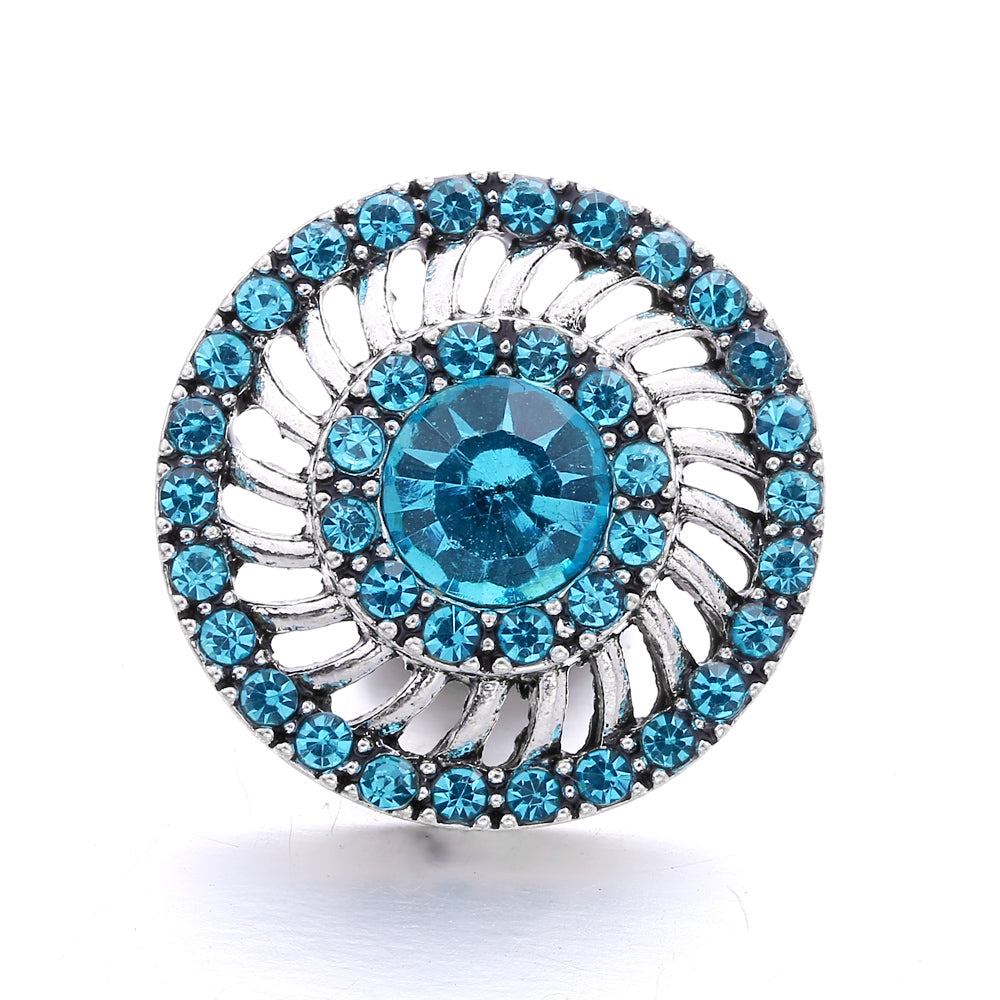 18mm Sea Life Rhinestone Snap Charm | Interchangeable Blue Crystal Charm