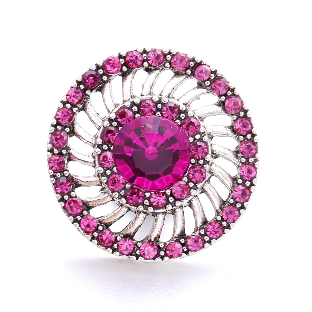 18mm Pink Crystal Snap Charm | Replaceable Rhinestone Charm Collection