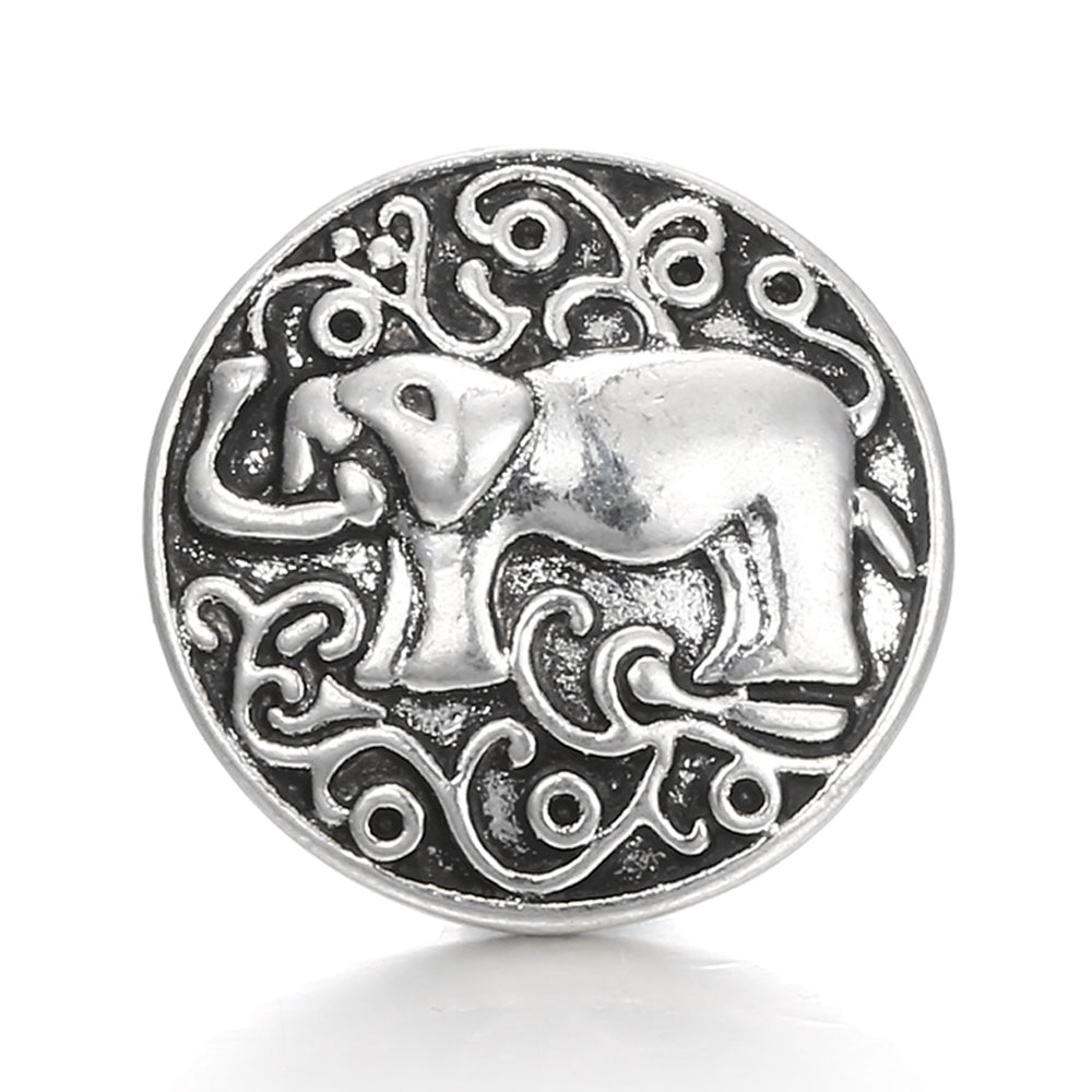 Vintage Antique Silver Snap Charms 18mm Multi‑Design Interchangeable Snap Buttons