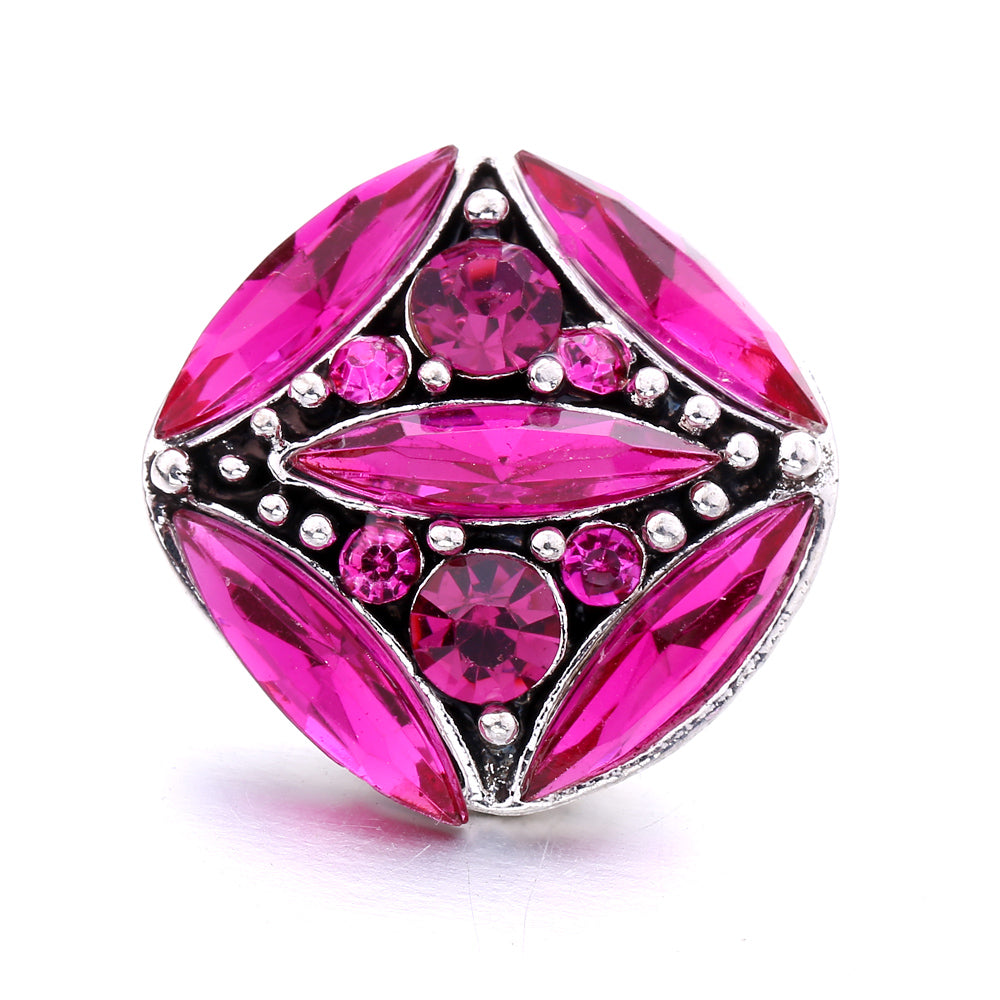 18mm Pink Crystal Snap Charm | Replaceable Rhinestone Charm Collection