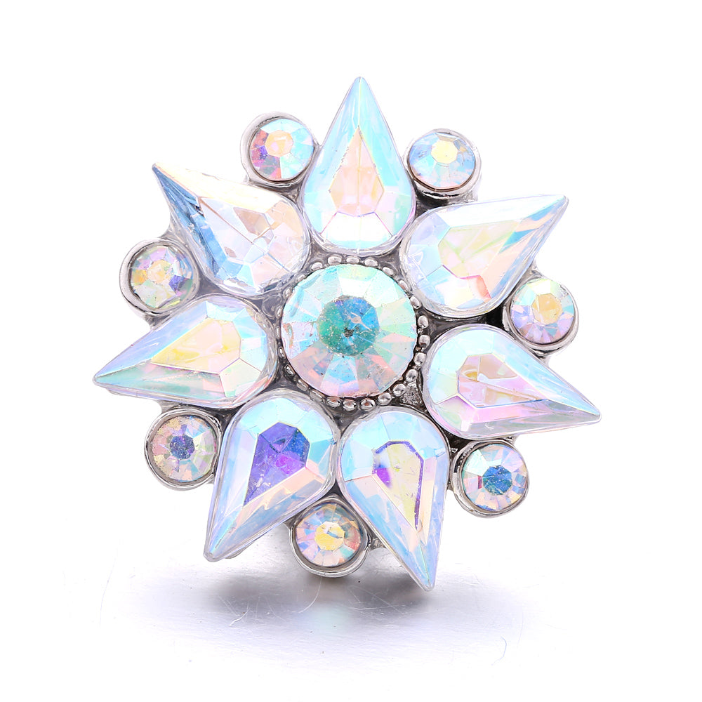 18mm Snap Button Interchangeable Charms Shifting Color Shiny Rhinestone Zinc Alloy Charms