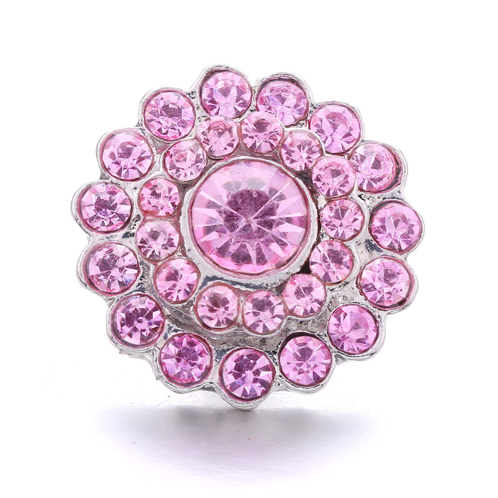 18mm Pink Rhinestone Snap Charms Collection | Floral Crystal Interchangeable Charms