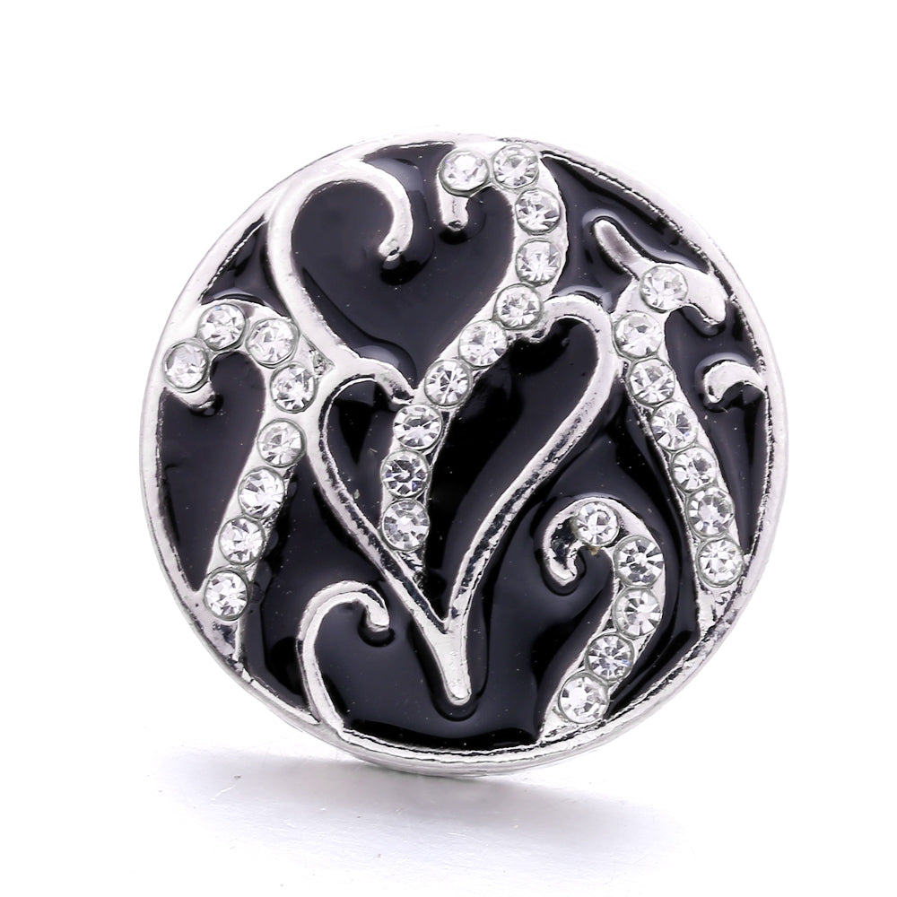 Black Rhinestone Snap Charms for DIY Jewelry