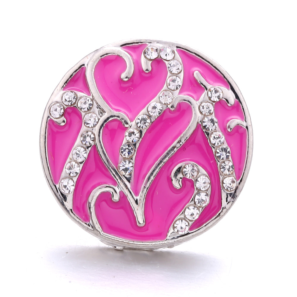 18mm Pink Crystal Snap Charm | Replaceable Rhinestone Charm Collection