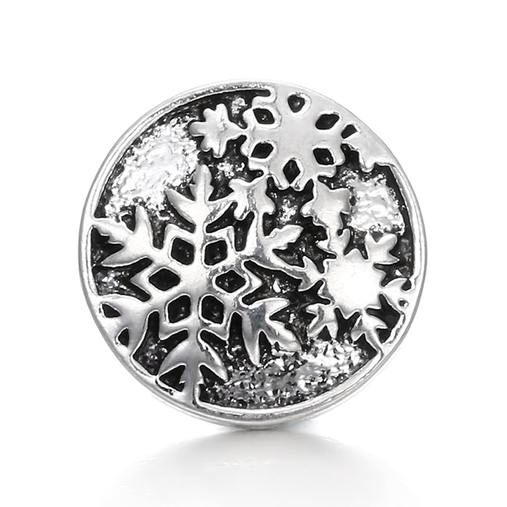 Vintage Antique Silver Snap Charms 18mm Multi‑Design Interchangeable Snap Buttons