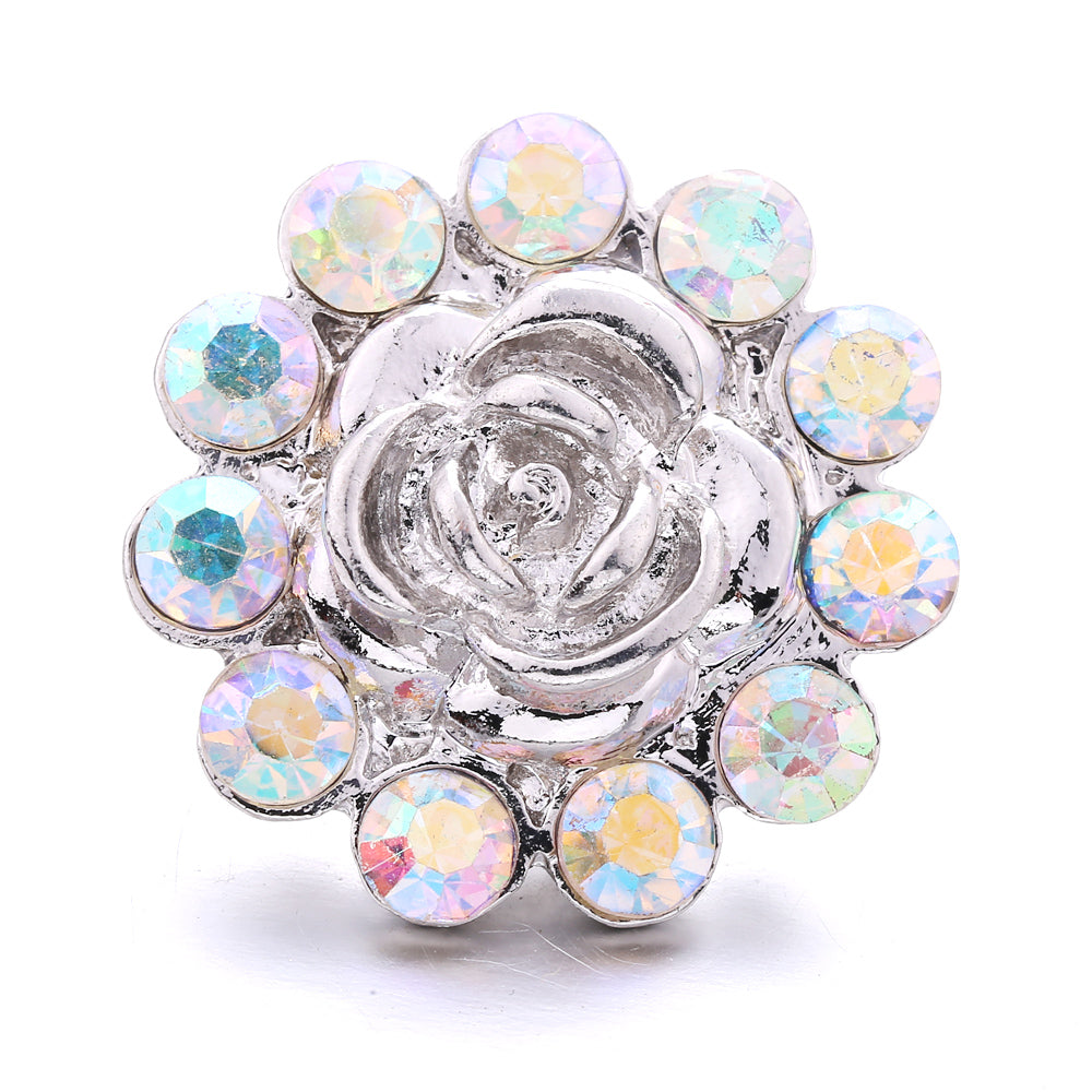 18mm Snap Button Interchangeable Charms Shifting Color Shiny Rhinestone Zinc Alloy Charms
