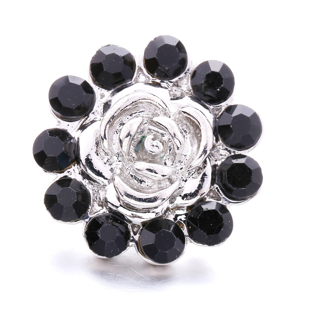 Black Rhinestone Snap Charms for DIY Jewelry