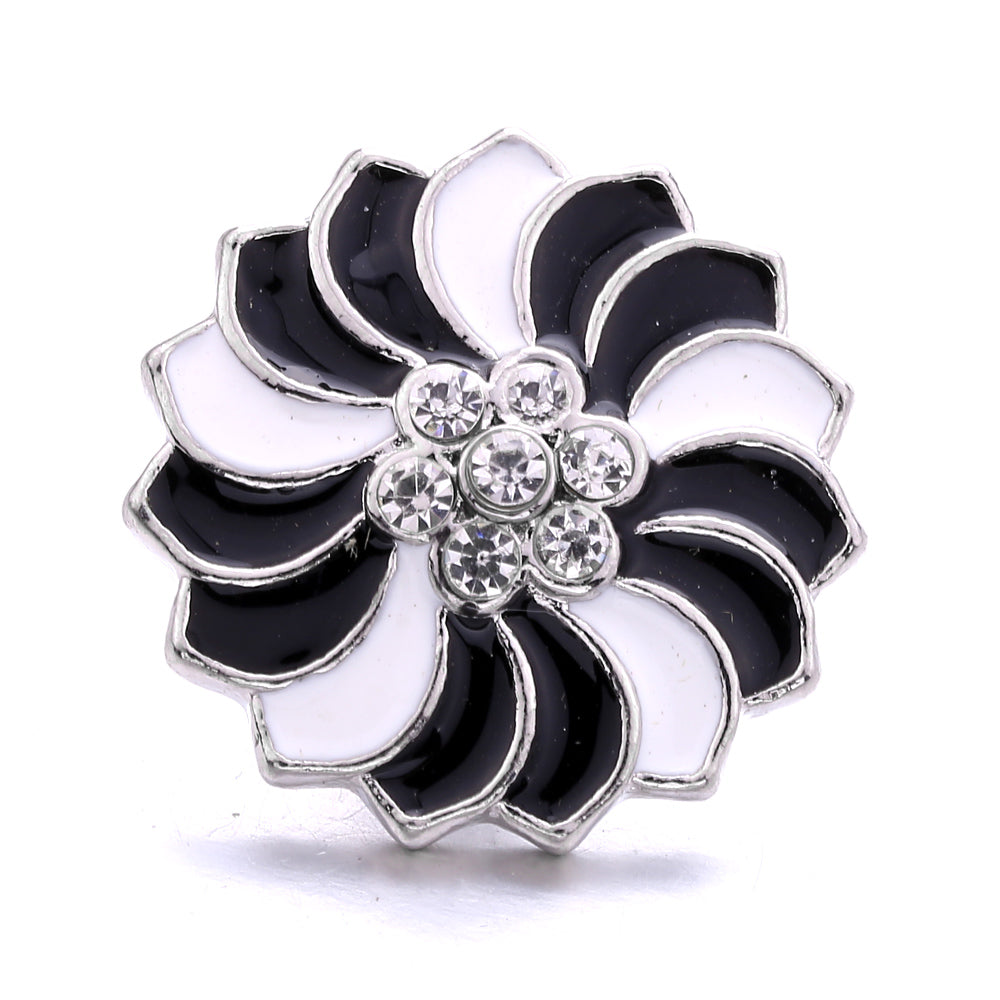 Black Rhinestone Snap Charms for DIY Jewelry