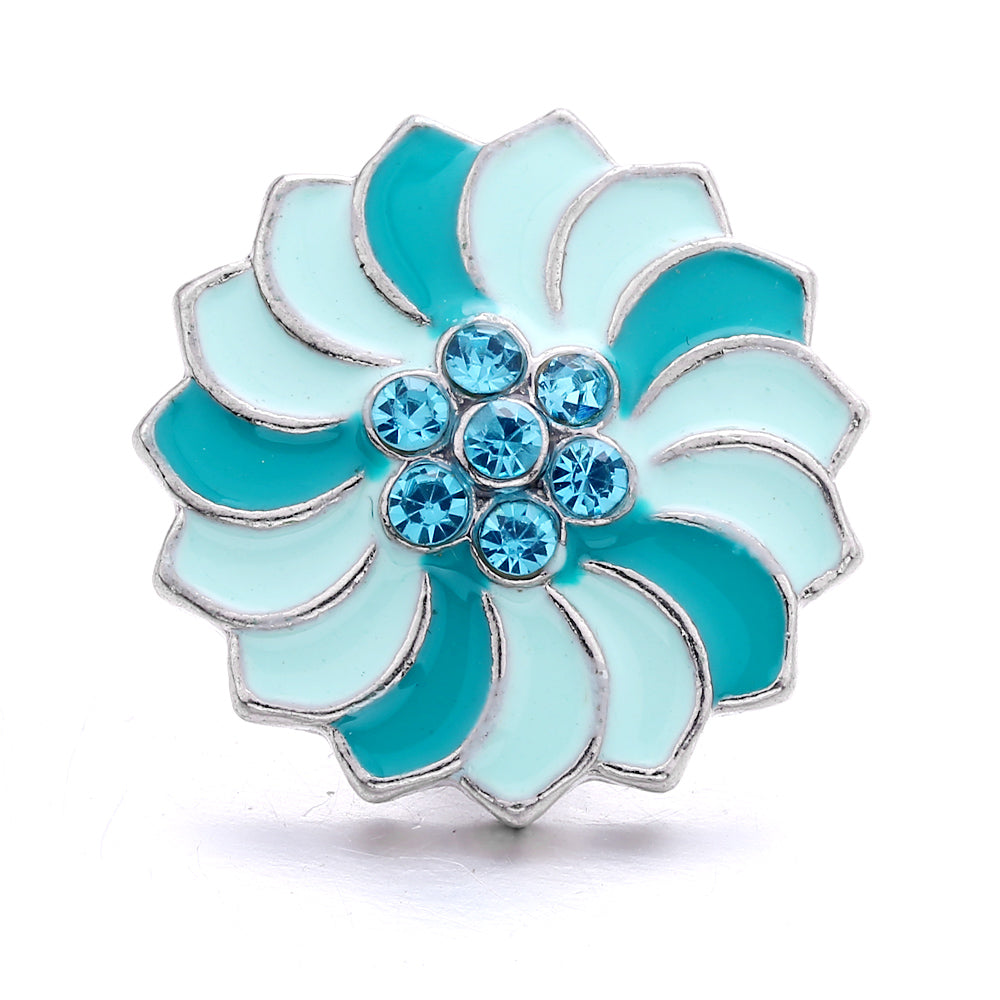 18mm Ocean Blue Rhinestone Snap Charm | Interchangeable Charm