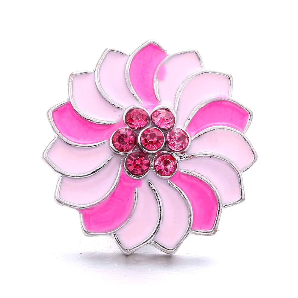 18mm Pink Rhinestone Snap Charms Collection | Floral Crystal Interchangeable Charms