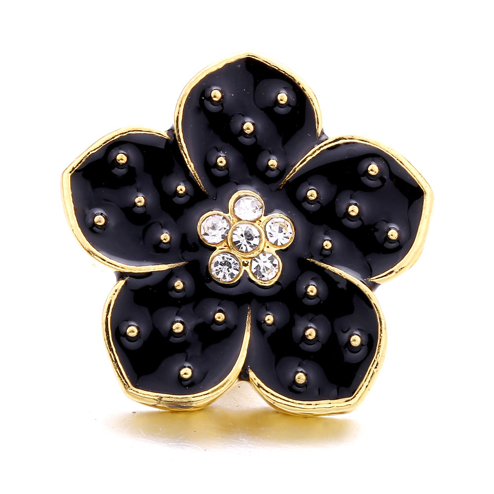 Black Rhinestone Snap Charms for DIY Jewelry