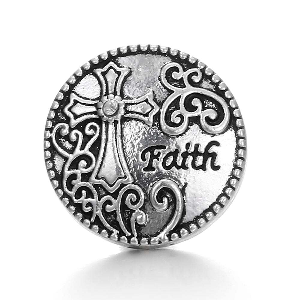 Vintage Antique Silver Snap Charms 18mm Multi‑Design Interchangeable Snap Buttons