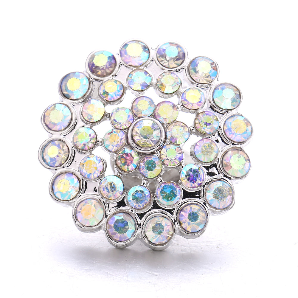18mm Snap Button Interchangeable Charms Shifting Color Shiny Rhinestone Zinc Alloy Charms
