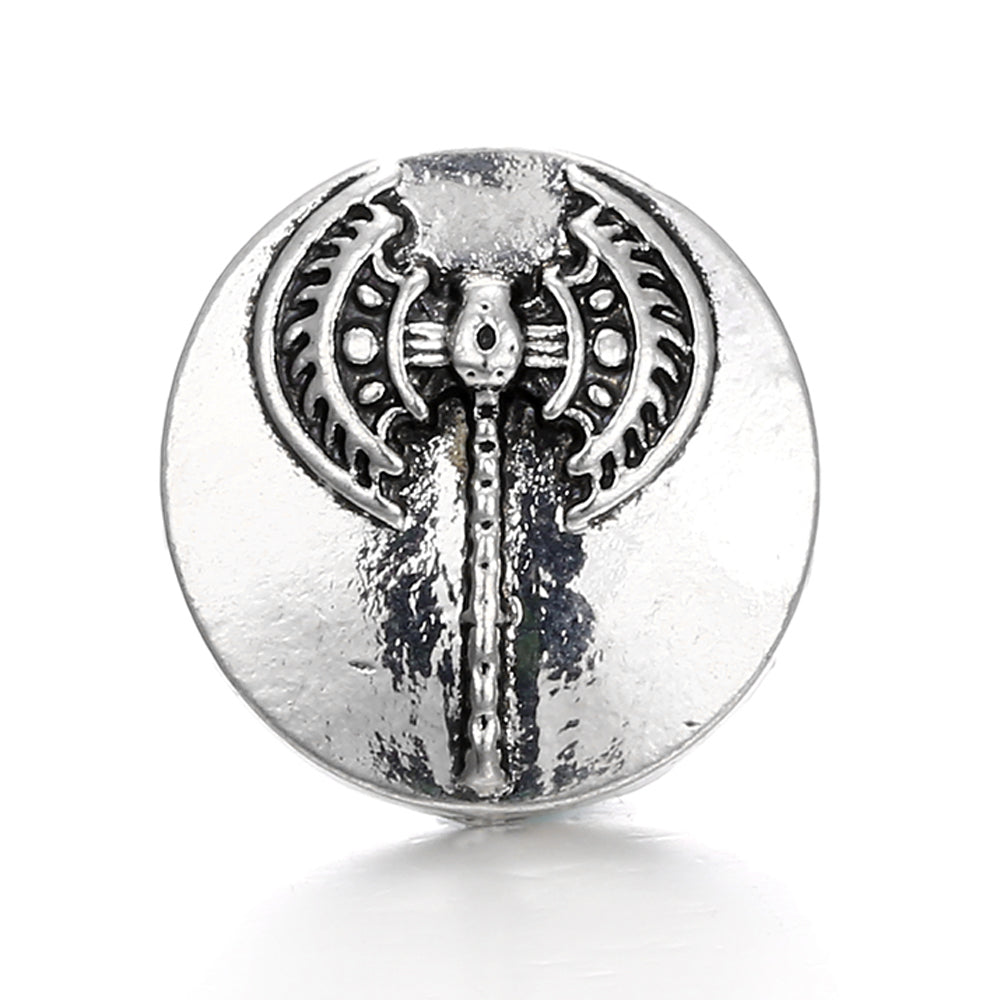 Vintage Antique Silver Snap Charms 18mm Multi‑Design Interchangeable Snap Buttons