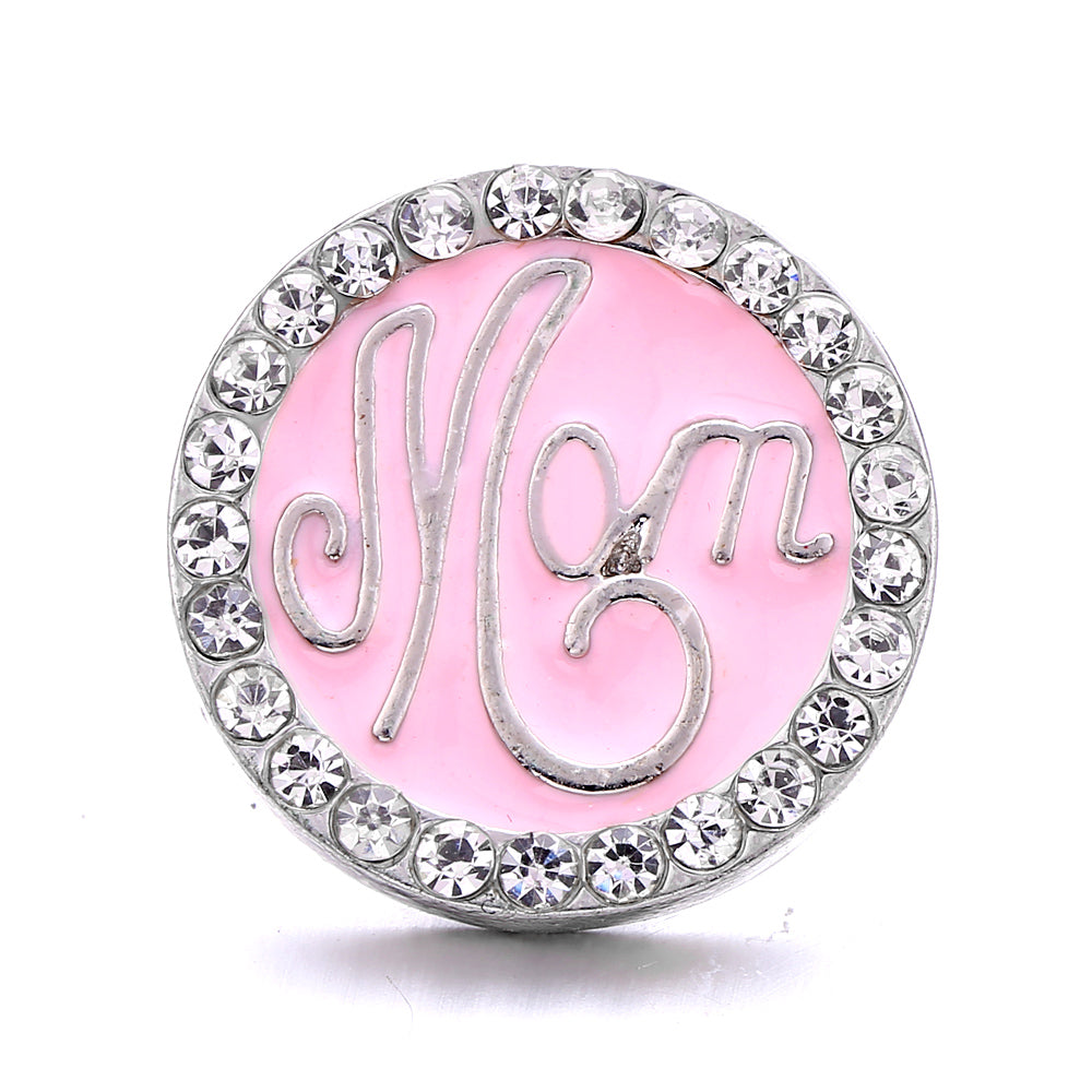 18mm Pink Rhinestone Snap Charms Collection | Floral Crystal Interchangeable Charms