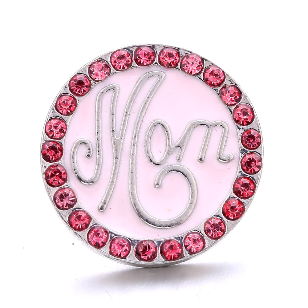 18mm Pink Crystal Snap Charm | Replaceable Rhinestone Charm Collection