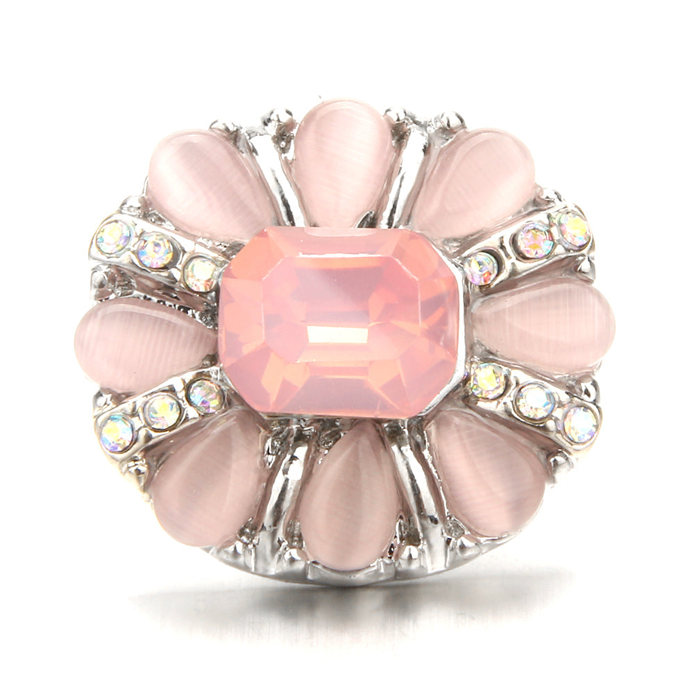 18mm Pink Rhinestone Snap Charms Collection | Floral Crystal Interchangeable Charms