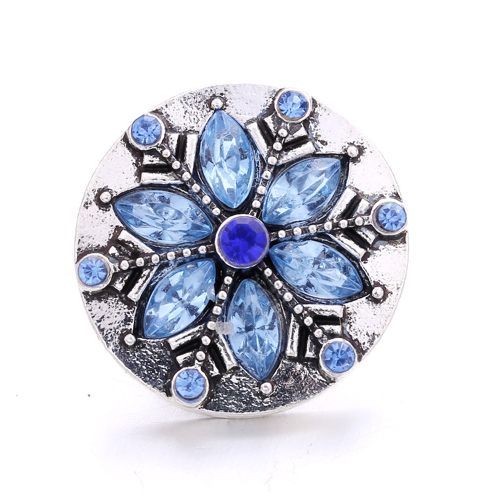 18mm Ocean Blue Rhinestone Snap Charm | Interchangeable Charm