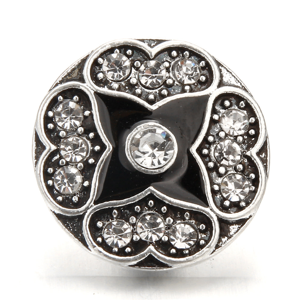 Black Rhinestone Snap Charms for DIY Jewelry