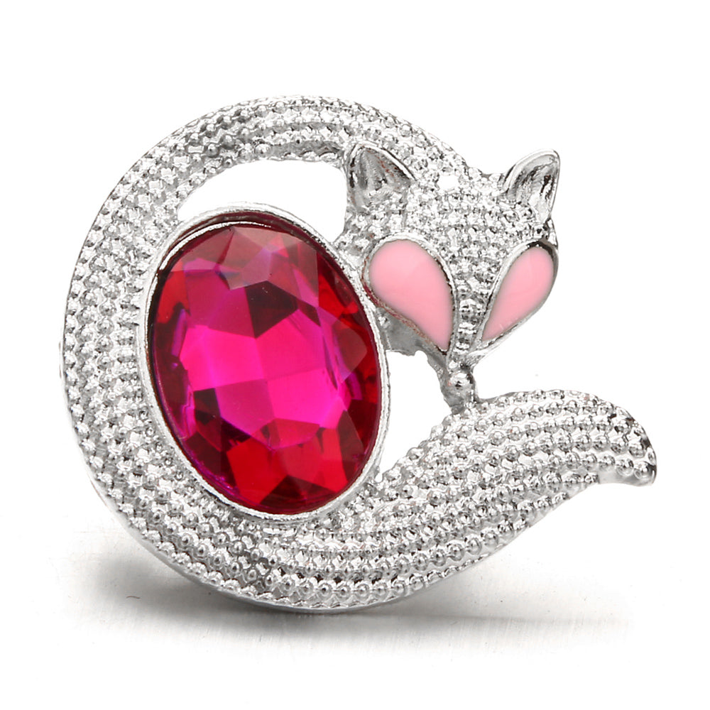 18mm Pink Crystal Snap Charm | Replaceable Rhinestone Charm Collection