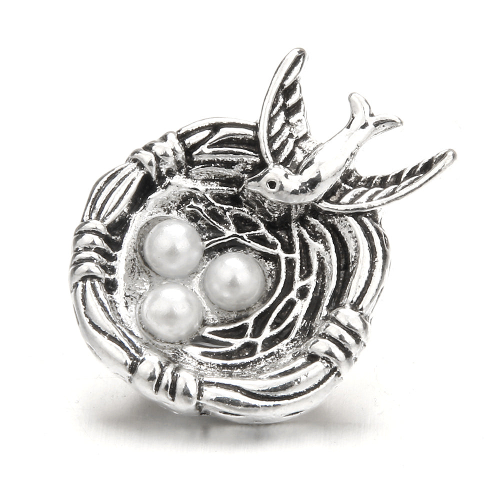 Interchangeable 18mm Pearl Snap Charms with Floral Rhinestone Designs