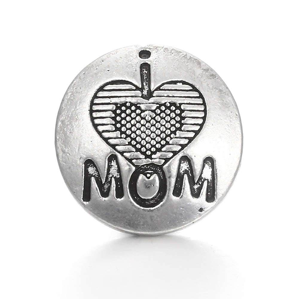 Vintage Antique Silver Snap Charms 18mm Multi‑Design Interchangeable Snap Buttons