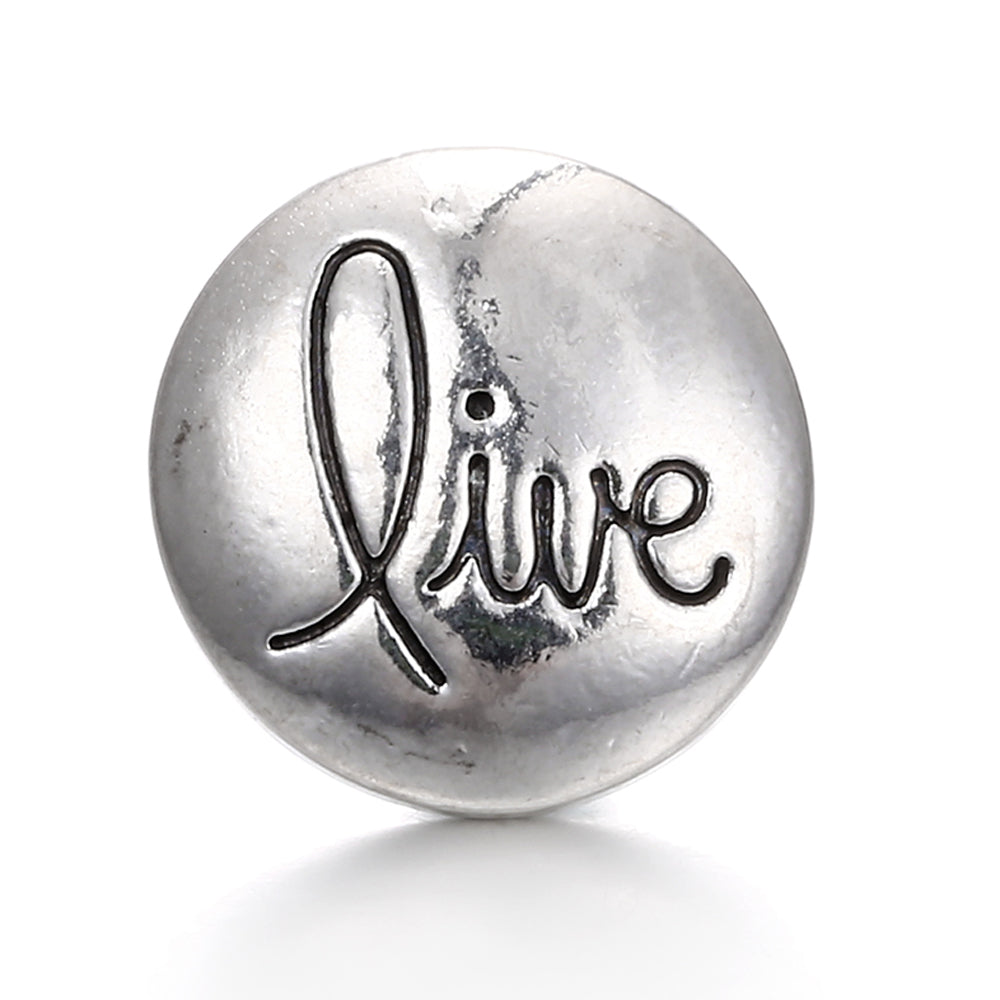 Vintage Antique Silver Snap Charms 18mm Multi‑Design Interchangeable Snap Buttons
