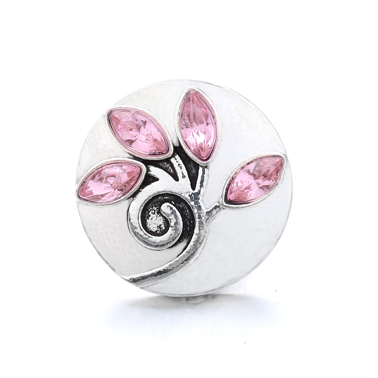 18mm Pink Rhinestone Snap Charms Collection | Floral Crystal Interchangeable Charms