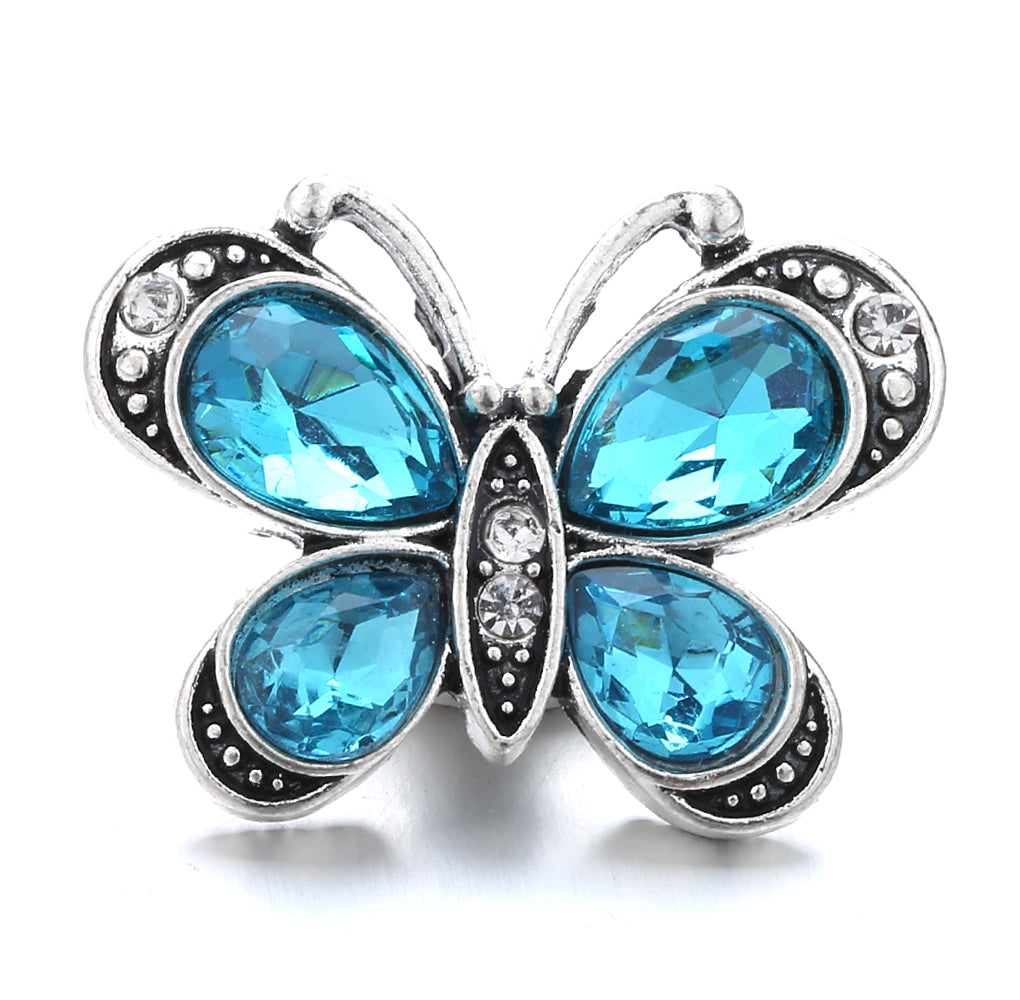 18mm Ocean Blue Rhinestone Snap Charm | Interchangeable Charm