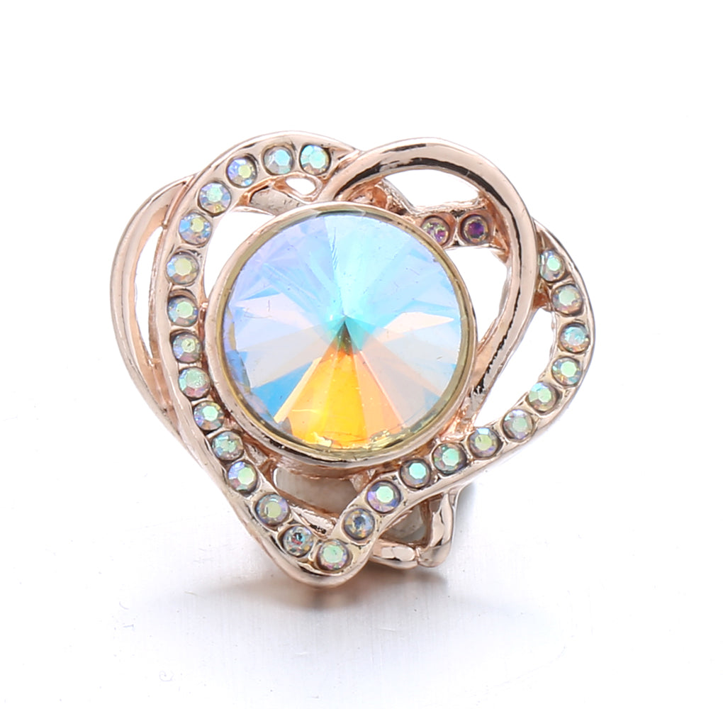 18mm Snap Button Interchangeable Charms Shifting Color Shiny Rhinestone Zinc Alloy Charms