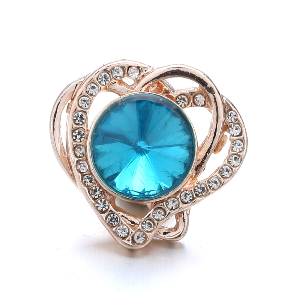 18mm Ocean Blue Rhinestone Snap Charm | Interchangeable Charm