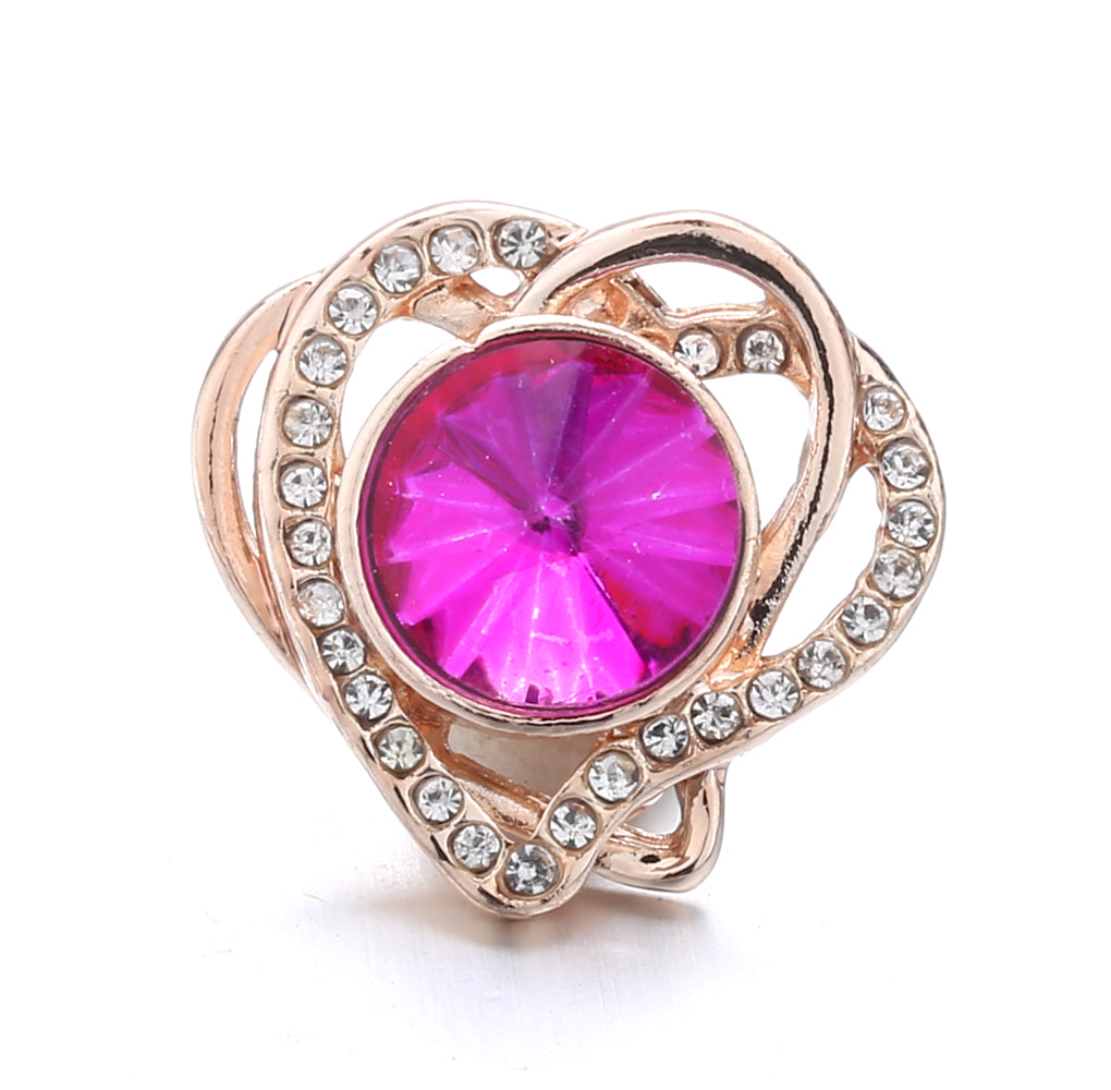 18mm Pink Crystal Snap Charm | Replaceable Rhinestone Charm Collection
