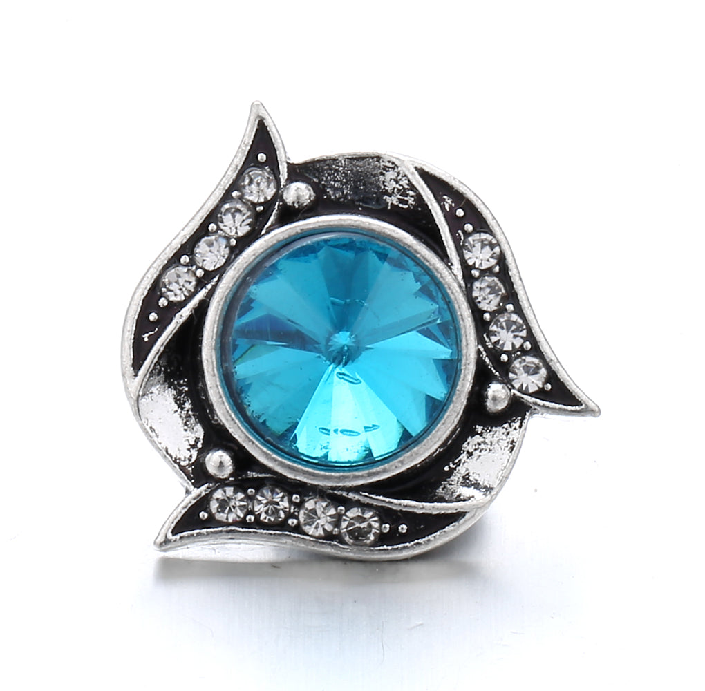 18mm Ocean Blue Rhinestone Snap Charm | Interchangeable Charm