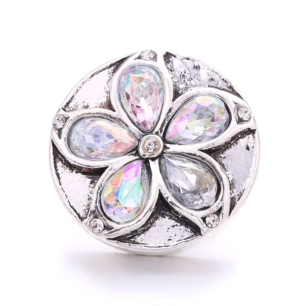 18mm Snap Button Interchangeable Charms Shifting Color Shiny Rhinestone Zinc Alloy Charms