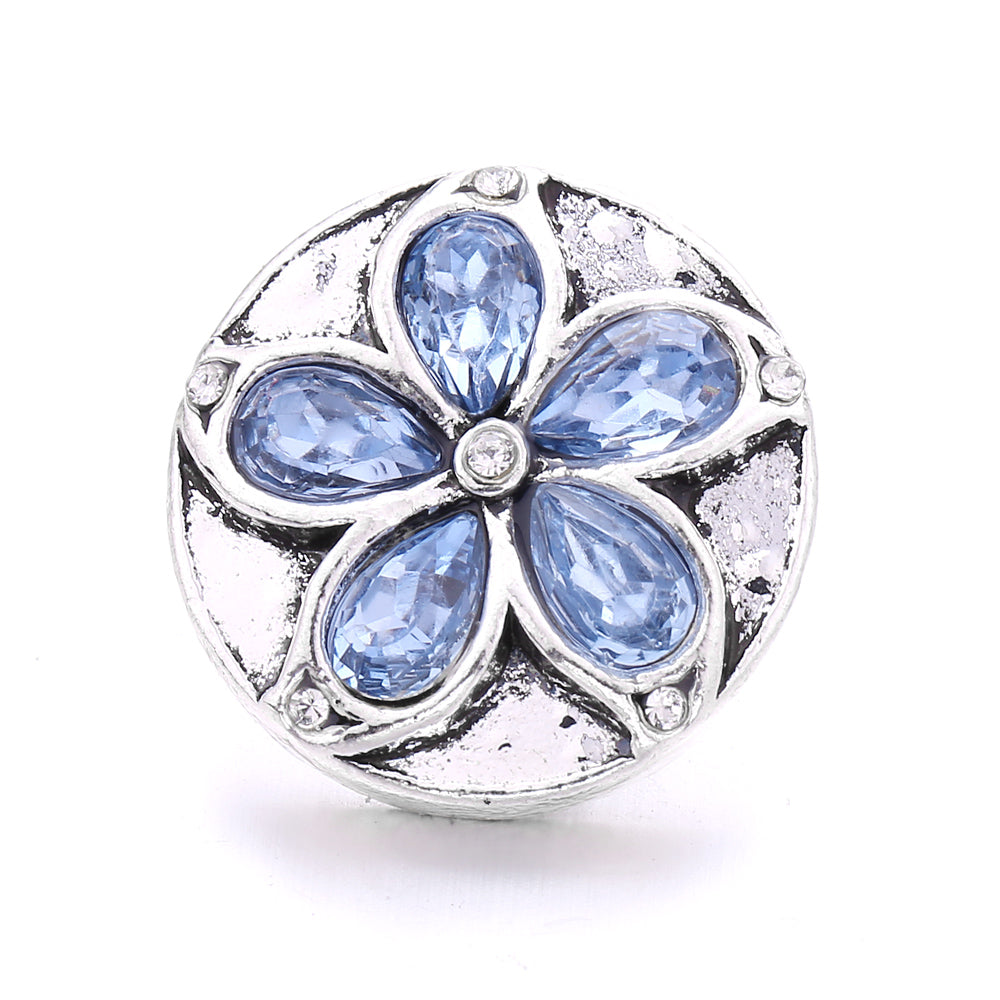 18mm Ocean Blue Rhinestone Snap Charm | Interchangeable Charm