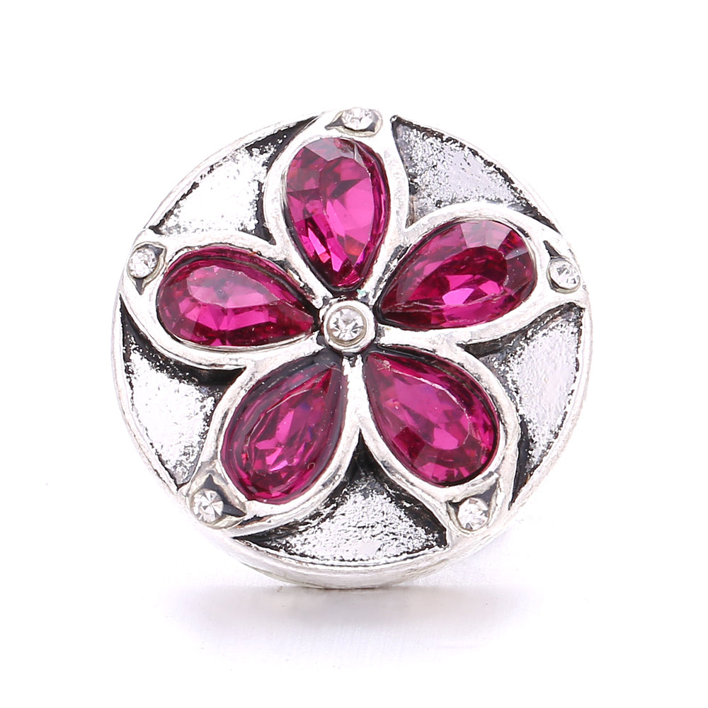 18mm Pink Rhinestone Charm | Vintage Crystal Snap Jewelry Collection