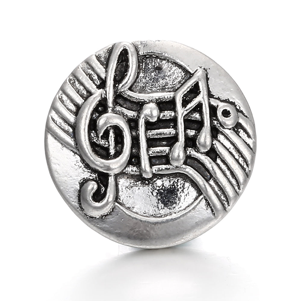 Vintage Antique Silver Snap Charms 18mm Multi‑Design Interchangeable Snap Buttons