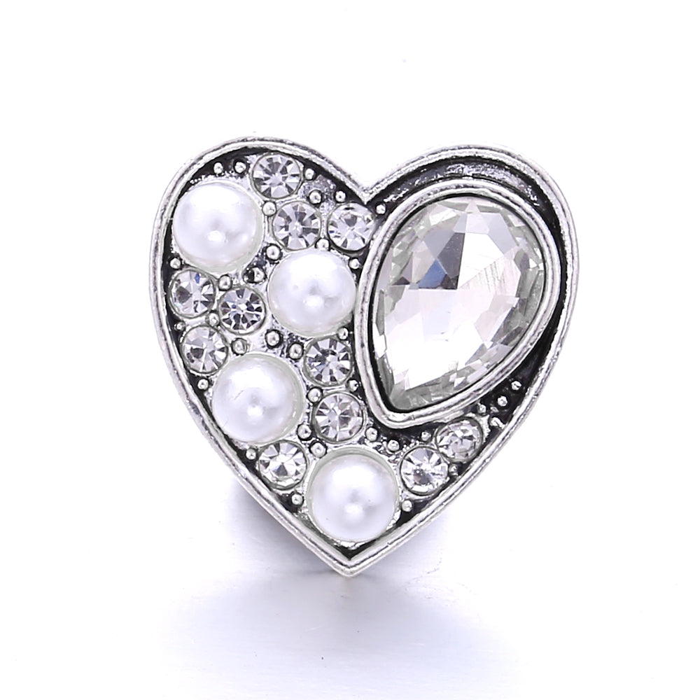 Interchangeable 18mm Pearl Snap Charms with Floral Rhinestone Designs